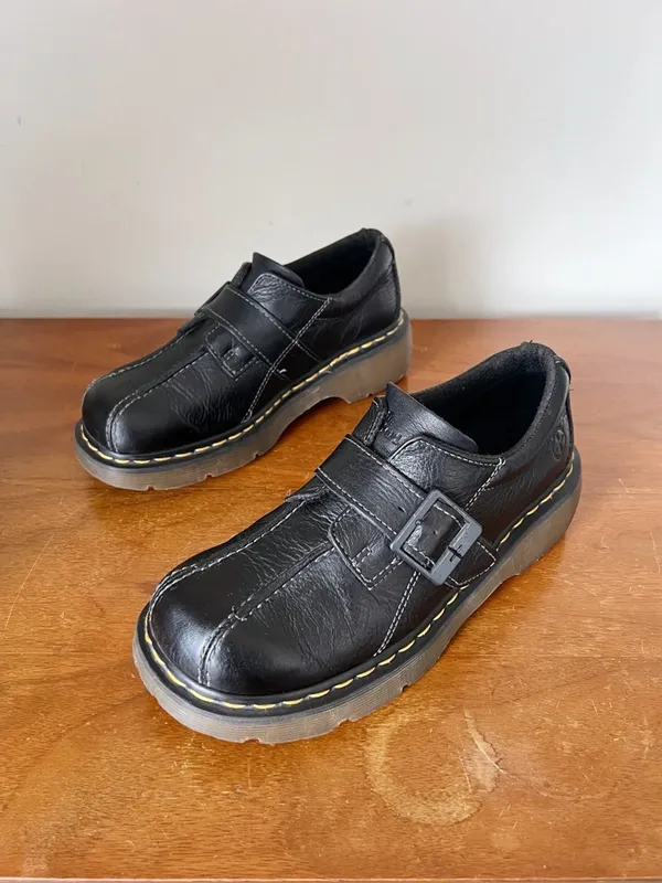 Dr Martens • vintage 12282 platform shoes black leather monk strap chunky - Image 2