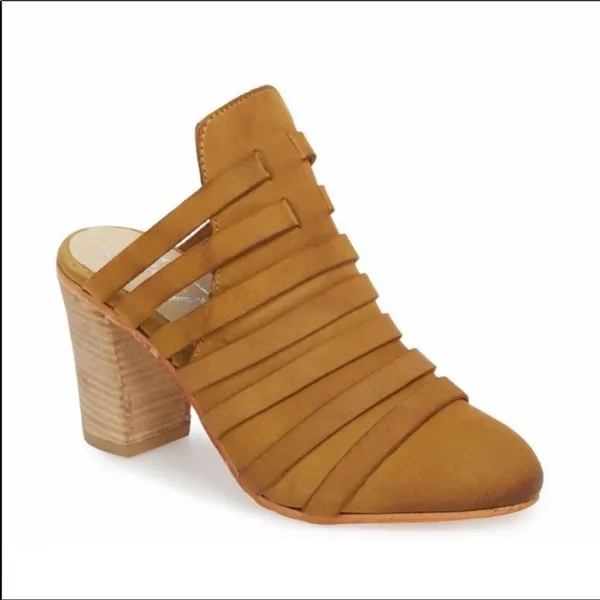 Free People Womens Byron Camel Tan Almond Toe Slide Block Heel Mule Sandal 7 - Image 2