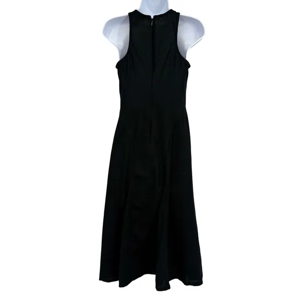 Future Collective‎ Midi Dress Women 4 Black Linen Blend Halter Neck Racerback - Image 6