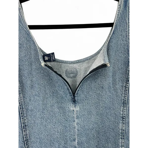VINTAGE GAP 1990's 90's | M | Dress Jean Embossed UltraSoft Denim Mini Dress - Image 7
