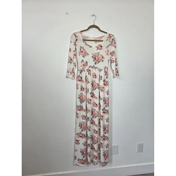 Chris & Carol Floral Maxi Dress Soft Knit Pockets Modest Teacher Cottagecore S - Image 10