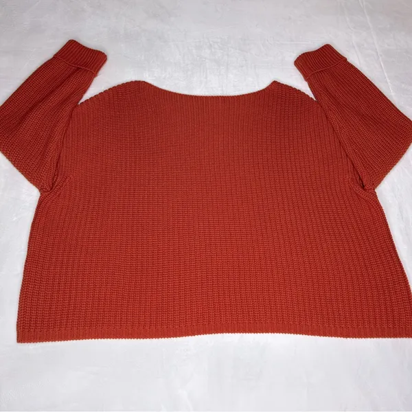 French Connection Womens burn Orange Knit Long Sleeve Sweater Stretch Top Size M - Image 3