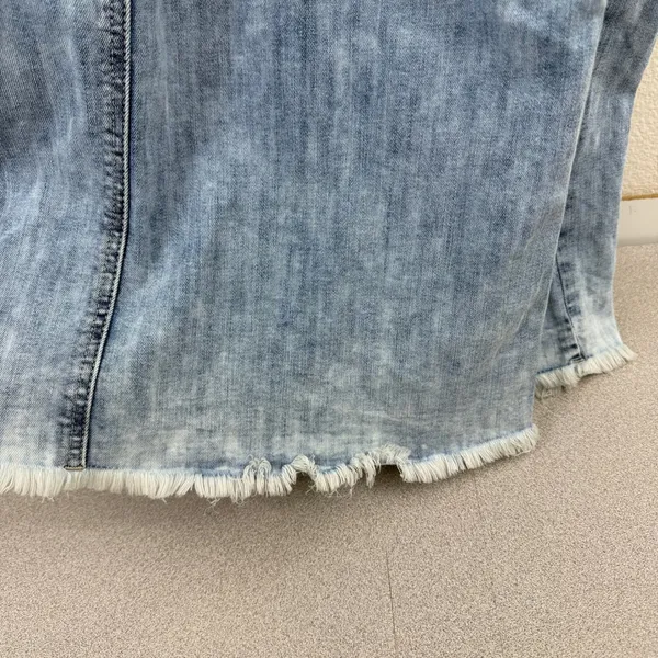 WASH LAB Dress Womens Size Small Blue Denim Sleeveless Button Front Maxi Raw Hem - Image 8