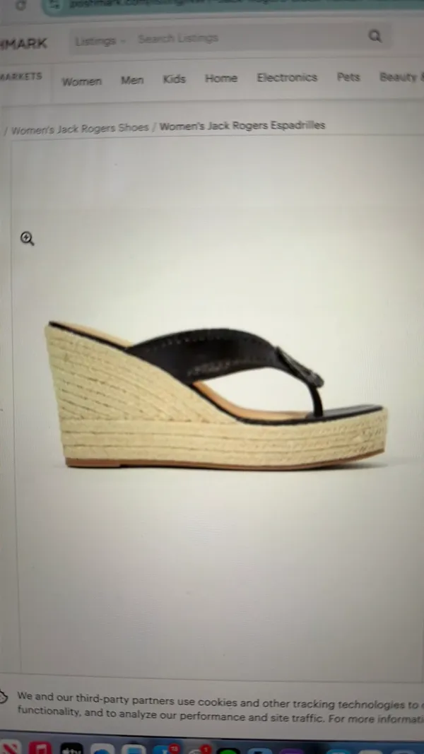 Jack Rogers Black Rowan Leather Woven Wedge Sandals Women’s 9 - Image 2