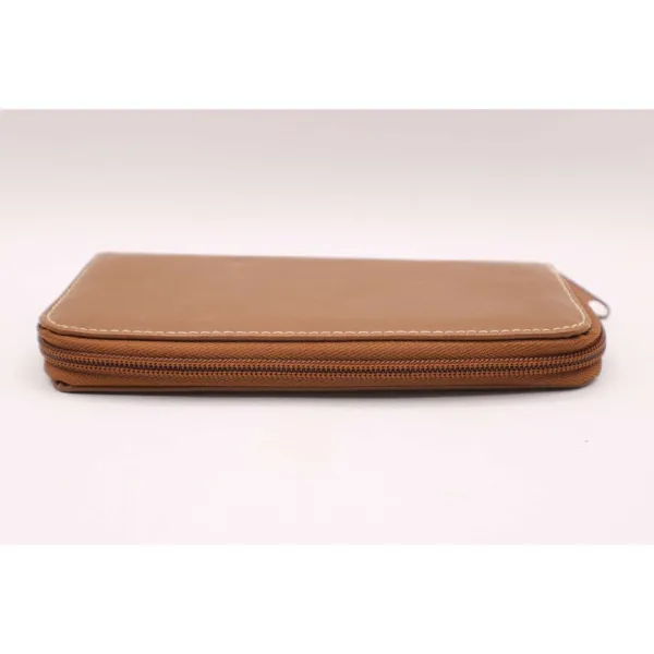 Brown Vinyl Tan Zip Around Wallet Removable Card Holder Organizer NEW Vintage - Image 3