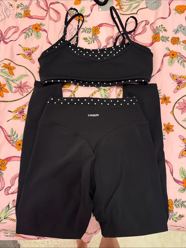 Liaison the Label Black Polka Dot Workout Set Size M - Image 2