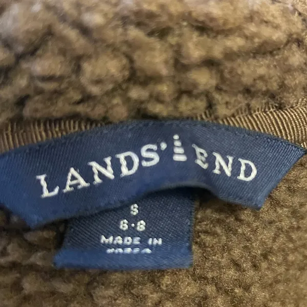 LANDS' END Brown Fleece Sherpa-Lined Hooded Jacket Coat - Size Small - Image 8