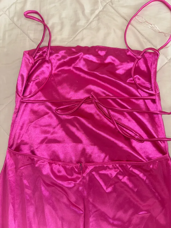 Bright pink mini dress with rhinestones Size L - Image 3
