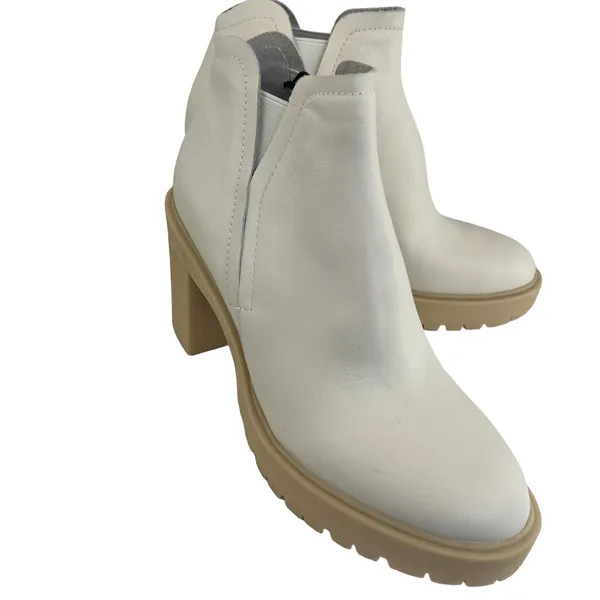 Dolce Vita Women’s Ankle Boots Lug Sole Block Heel‎ Chunky Faux Leather Cream 11 - Image 6