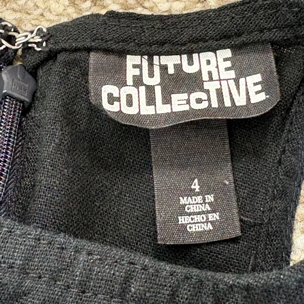 Future Collective‎ Midi Dress Women 4 Black Linen Blend Halter Neck Racerback - Image 10