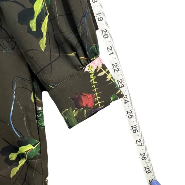 Babaton Tunic Mini Dress‎ S Green Floral Tie Neck Pockets Fairy Grunge Whimsy - Image 11
