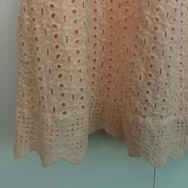 Peach color eyelet babydoll mini dress - small - Image 5