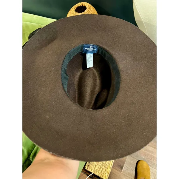 American Eagle Brown 100% Wool Wide Brim Floppy Hat - Image 5