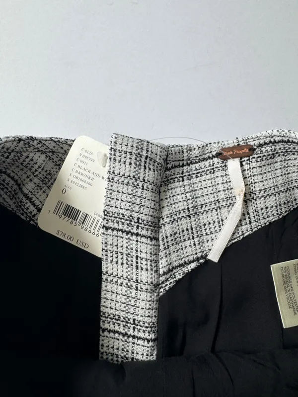 Free People "Keep It Brief Menswear" Micro Shorts - Black/White - Size 0 NWT - Image 5