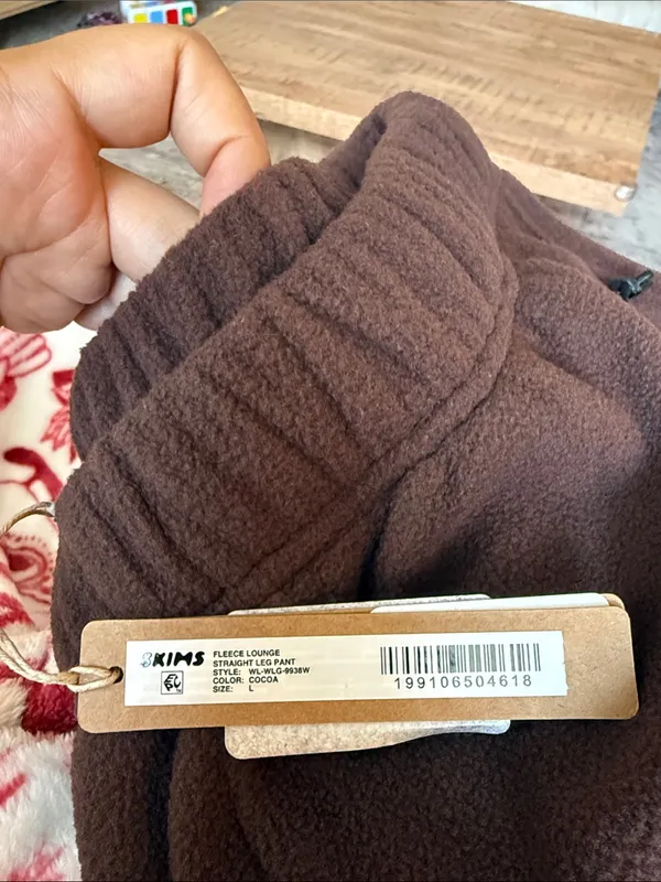 skims fleece lounge straight leg pant NWT COCOA SIZE L (BLP) - Image 3
