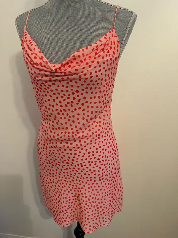 Runaway Clothes Mini Pink Dress with Red Polka Dots. Size Small - Image 8