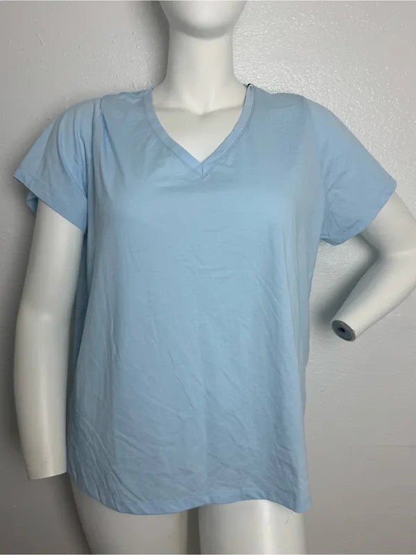Ava & Viv Pale Blue V-Neck Short Sleeve Tee - Image 3