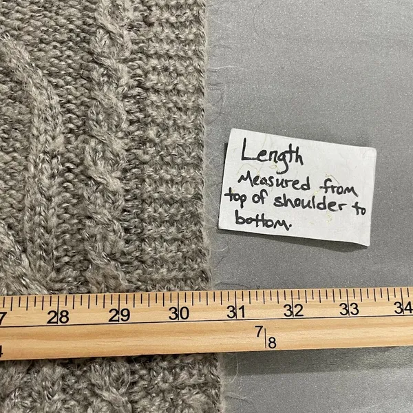 Lagenlook One Size Gray Chunky Cable Knit Wool Cardigan Cozy Minimalist Boho - Image 9