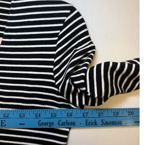 Express Womens Black White Striped V-Neck Long Sleeve Bodycon Midi Dress Medium‎ - Image 8
