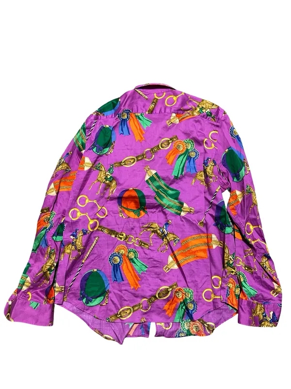 Lauren Ralph Lauren Women’s Size XL Purple Equestrian Print Button Down Shirt - Image 4