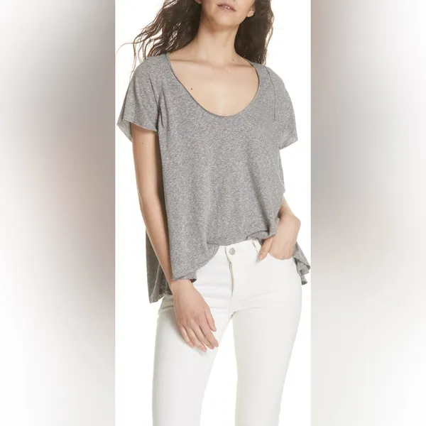 We The Free Free People Nori Relaxed Tee Gray Flowing Swing Top Size Small - Image 3
