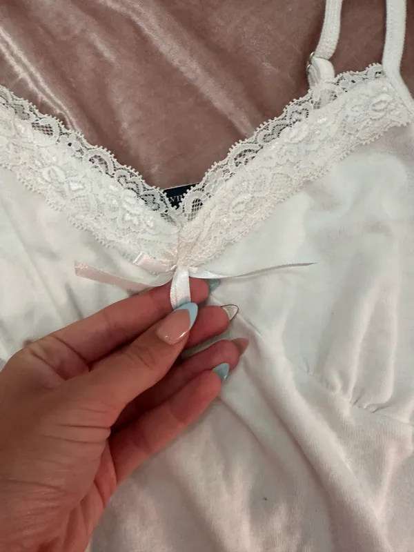 White Brandy Melville Lace Tank Top - Image 2