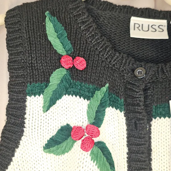 NWT Vintage Russ Womens Christmas Holly Sweater Vest‎ Medium 8 10 NOS - Image 3