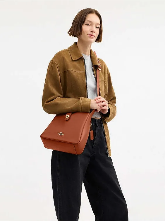 Coach Hadley convertible Tan Leather Shoulder Bag with Gold Hardware - Image 16