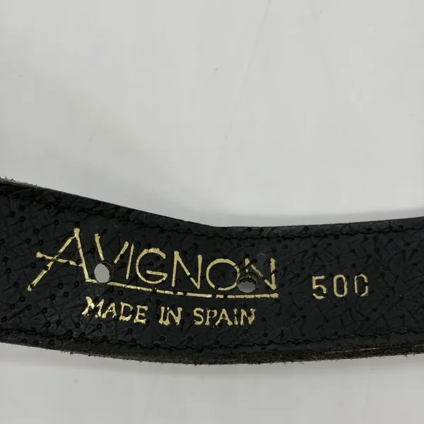 Vintage Avignon Womens M Belt Black Leather Silver & Gold Beading Boho Western - Image 16