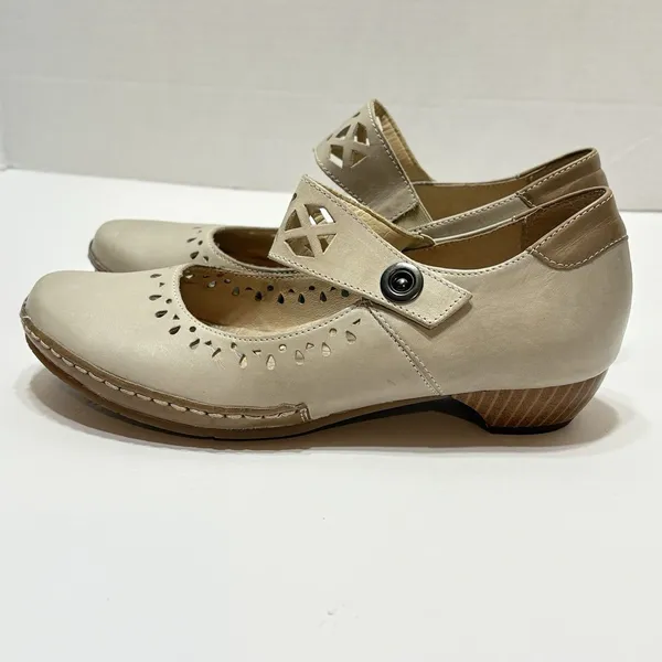 Remonte Mary Jane Comfort Pumps Beige Leather Women’s Size 38(7.5) - Image 5