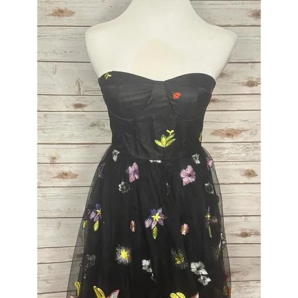 Lilly's Kloset multicolored whimisgoth floral strapless maxi dress Size Small - Image 2