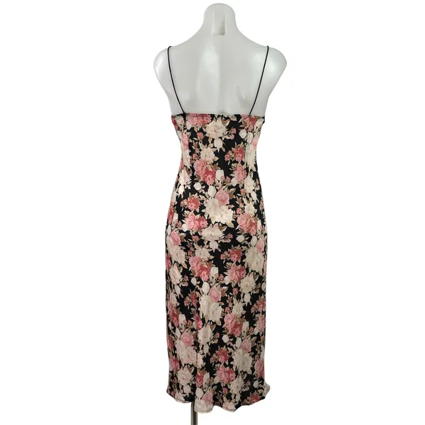 Hello Molly Black Pink Floral Sleeveless Cami Camisole Maxi Summer Dress Size 4 - Image 3