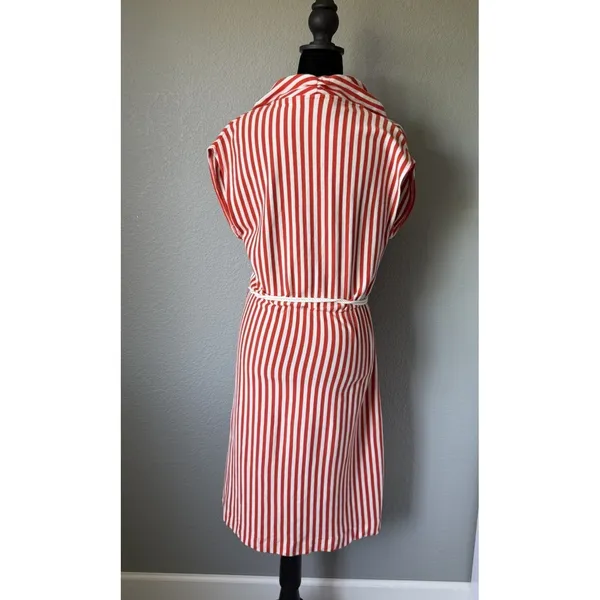 Anthropologie Saturday Sunday Red White Striped Wrap Dress Rope Tie Size S - Image 3