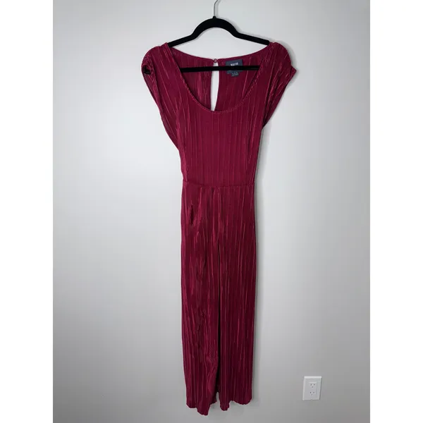 Anthropologie Maeve Burgundy Purple-Pink Ribbed Sonata Wide-leg Jumpsuit 6 - Image 2