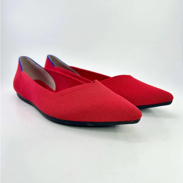 Rothy's The Point Red Knit Pointed Toe Ballet Flats Women's 10 Comfort Slip-On - Image 3
