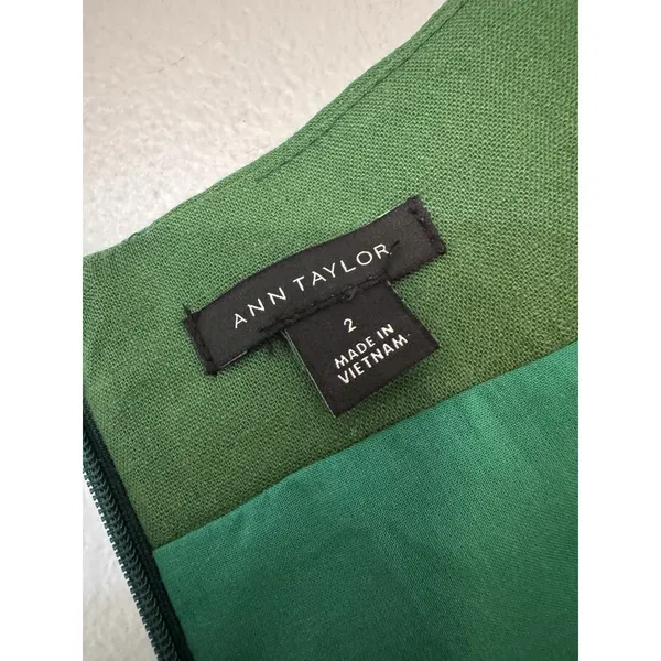 Ann Taylor Green Square Neck Linen Blend Midi Dress Size 2 - Image 5