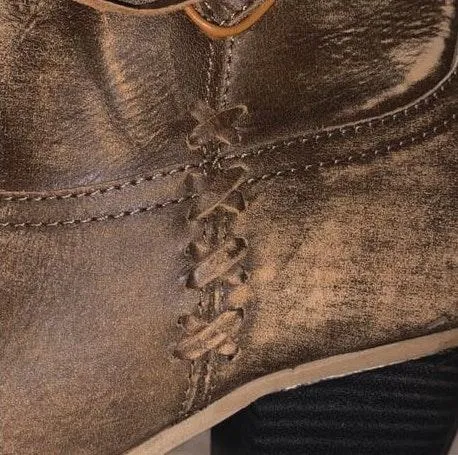 Brown Western Booties Size 6 - Image 5