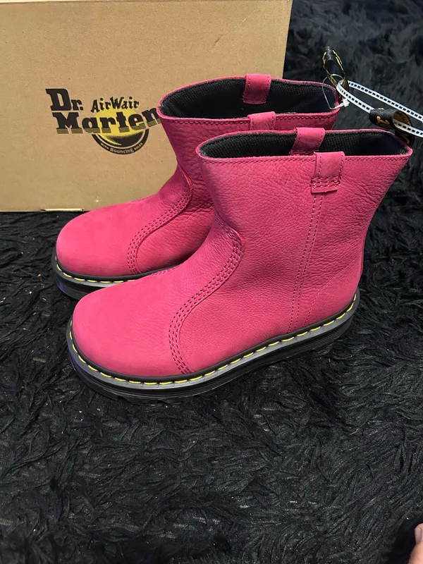 DR MARTENS Zebzag Rigger fuchsia leather boots shoes women’s 8 new - Image 2