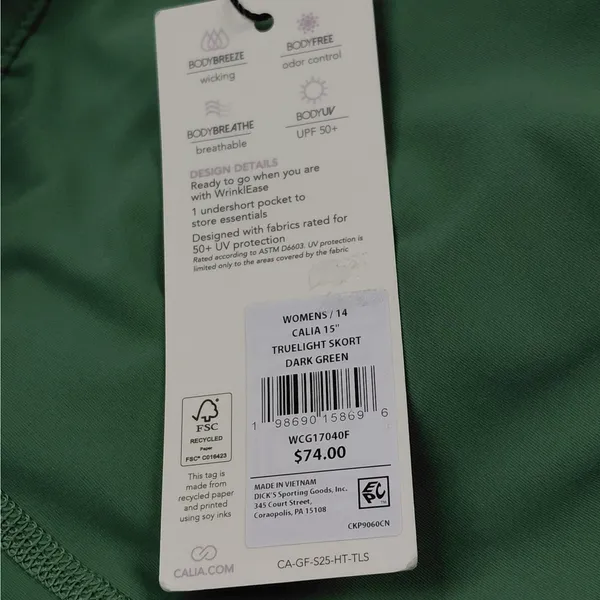 Calia Womens Athletic Skort Green Performance Athleisure Skirt Sz 14 Golf Tennis - Image 9