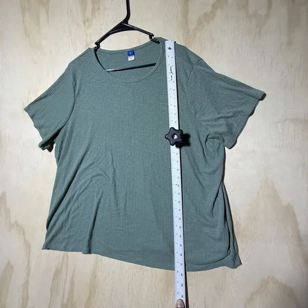 Old Navy Luxe Womens XXL Green Ribbed Short Sleeve Scoop Neck Tunic Top 2X - Image 5