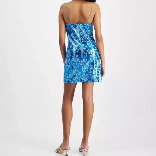 GUESS Women's Sequin Embellished Sleeveless Bodycon Dress Winter Blue Multi Sz 6 - Image 5