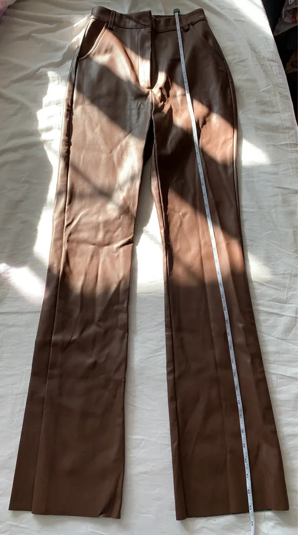 Meshki Tyra Straight Leg Faux Leather Pants Chocolate - Image 16