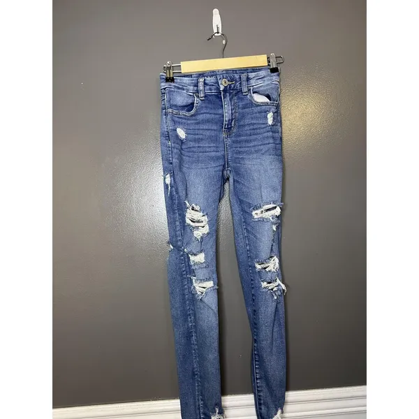 American Eagle Outfitters Curvy High Rise Jegging Jeans Womens 00 Distressed - Image 2
