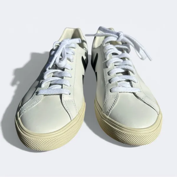 Veja Esplar Leather Sneakers White Black Low Top Lace Up Women’s Size 6 Minimal - Image 5