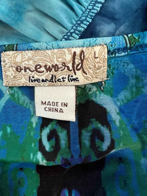 One World colorful blue dress size L - Image 5
