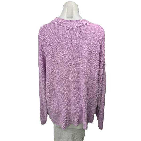 Free People Women's Purple Knitted Crew Neck Long Sleeve Pullover Sweater Top M - Image 2