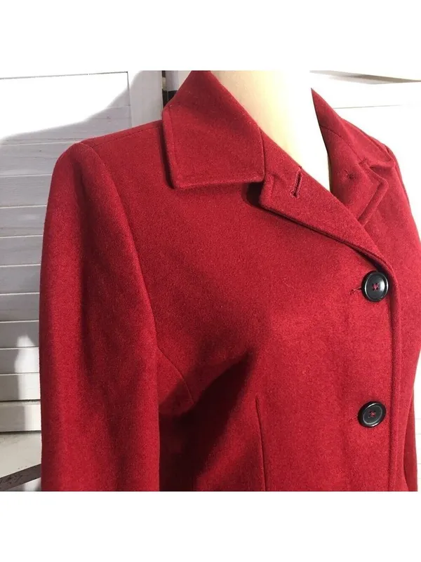 Banana Republic Wool Blend Pea Coat Red Burgundy Extra Small - Image 5
