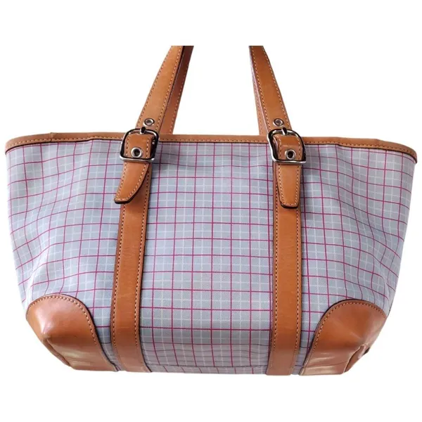 Coach - Plaid Tote Bag with Tan Accents & Hangtag - Image 13