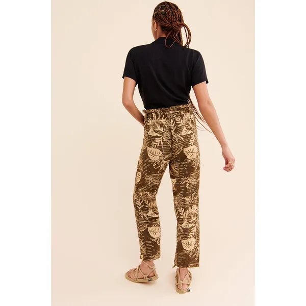 Urban Outfitters Teresa Printed Paperbag Pants Size Medium Linen Blend *No Belt* - Image 2