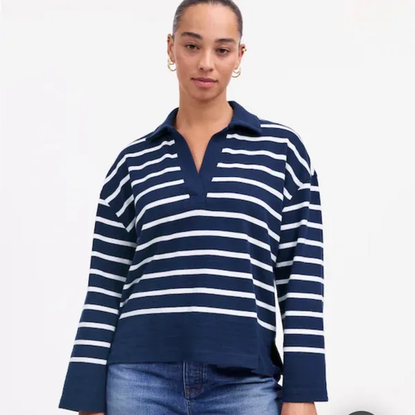 MADEWELL‎ Rugby Polo Tee Sweatshirt in True Midnight Navy - Image 5